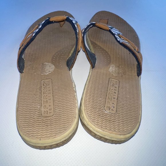 Sperry Women’s size 9.5 Flip Flop Thongs Blue & White - Picture 3 of 6